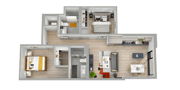 a bedroom floor plan with a bedroom and a bathroom