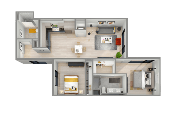 a floor plan of a house with a bedroom and a living room