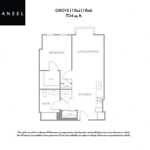 Grove Floor Plan at Ansel, San Francisco, 94103