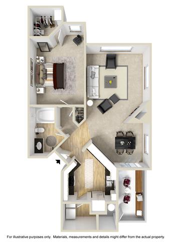 durango one bedroom one bath floor plan