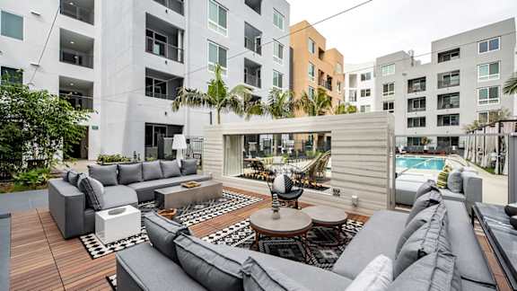 Outdoor Lounge at Baker Block, Costa Mesa, 92626