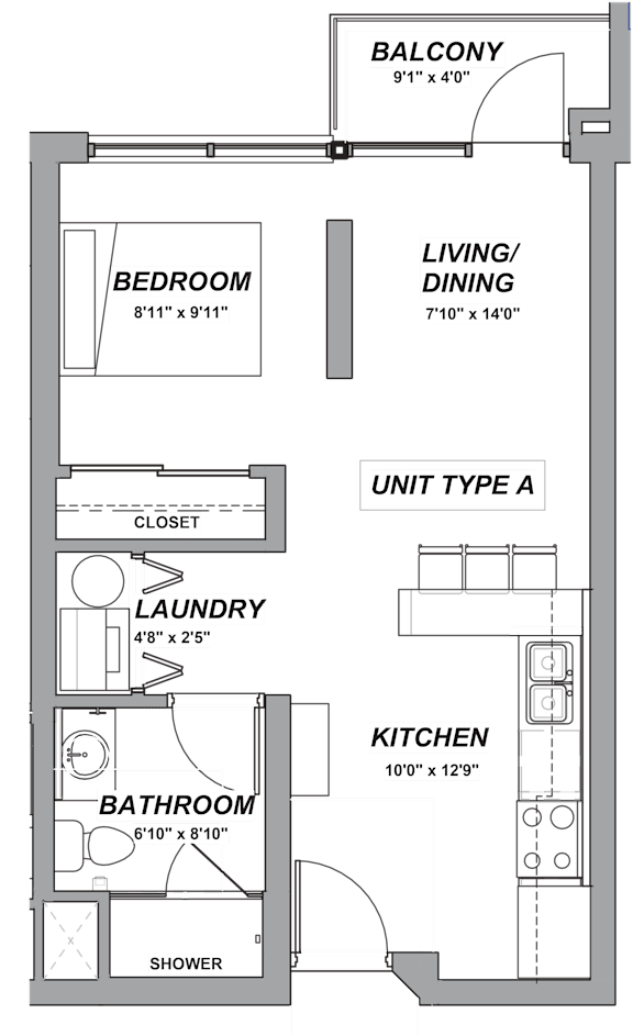 Floor Plan  A1 Floor Plan at Casa Estilo Apartments, Chula Vista