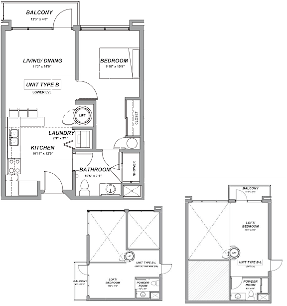 Floor Plan  B1-L Floor Plan at Casa Estilo Apartments, Chula Vista, CA, 91910