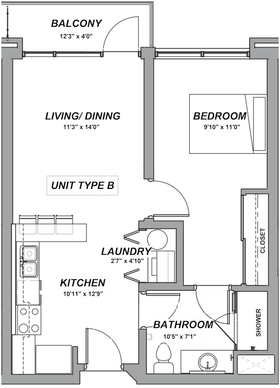 Floor Plan  B1 Floor Plan at Casa Estilo Apartments, California, 91910