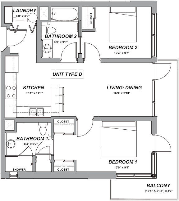 Floor Plan  C-3 Floor Plan at Casa Estilo Apartments, Chula Vista, CA, 91910