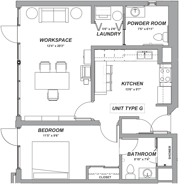 Floor Plan  G Floor Plan at Casa Estilo Apartments, California