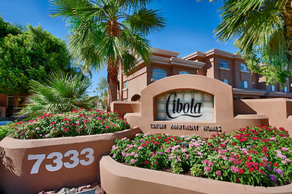 Apartments for Rent in Scottsdale - Cibola - Front Entrance Sign to Cibola Luxury Apartment Homes
