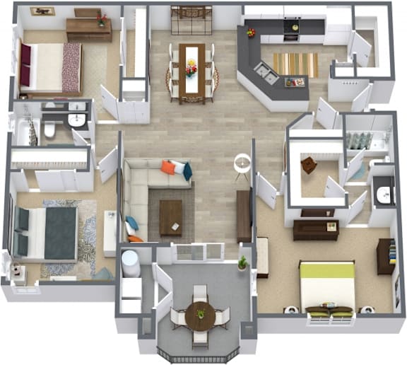 Barcelona 3 Bedroom 2 Bathroom Floorplan at Toscana at Rancho Del Rey, California