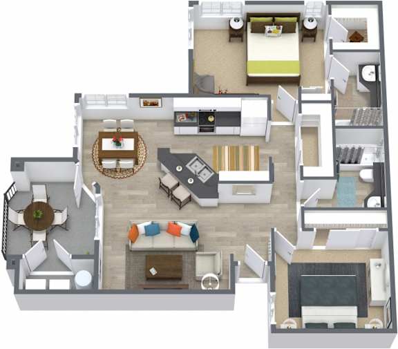 Valencia 2 Bedroom 2 Bathroom Floorplan at Toscana at Rancho Del Rey, Chula Vista, CA