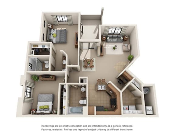 2 Bed 2 Bath 1171 Sqft (Premium) at Dobson 2222, Chandler, AZ, Arizona