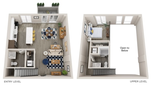 Emerald L6 1 Bed 1.5 Bath 931 Square Feet Floor Plan