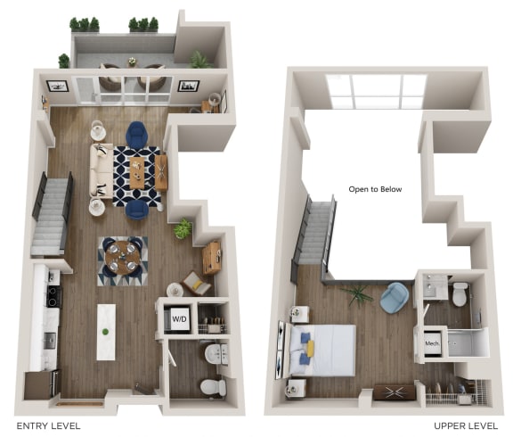 Emerald L7 1 ned 1.5 Bath 954 Square Foot Floor Plan