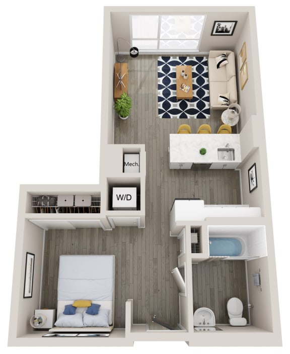 S4 studio 1 bath floor plan