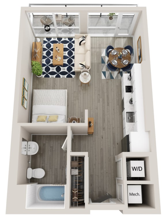 Emerald S5 Studio 1 bath floor plan
