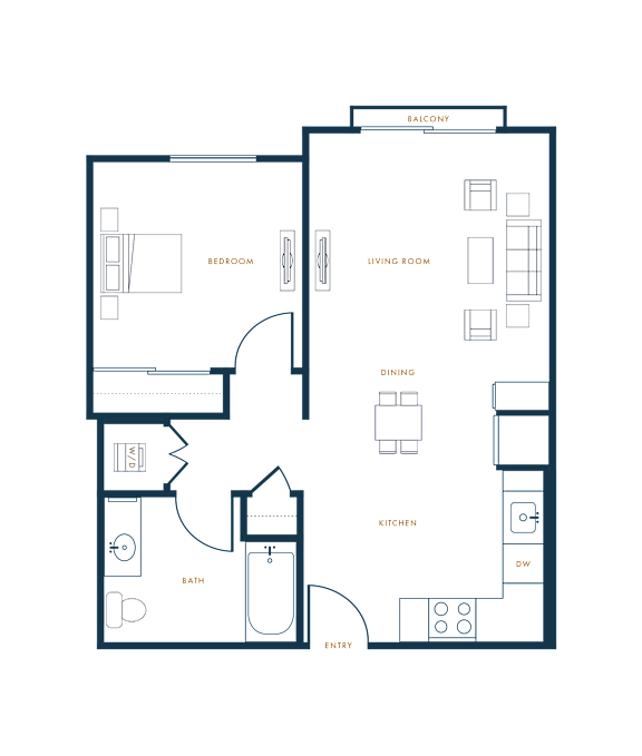 A1 - 1 bed 1 bath - 645 sqft