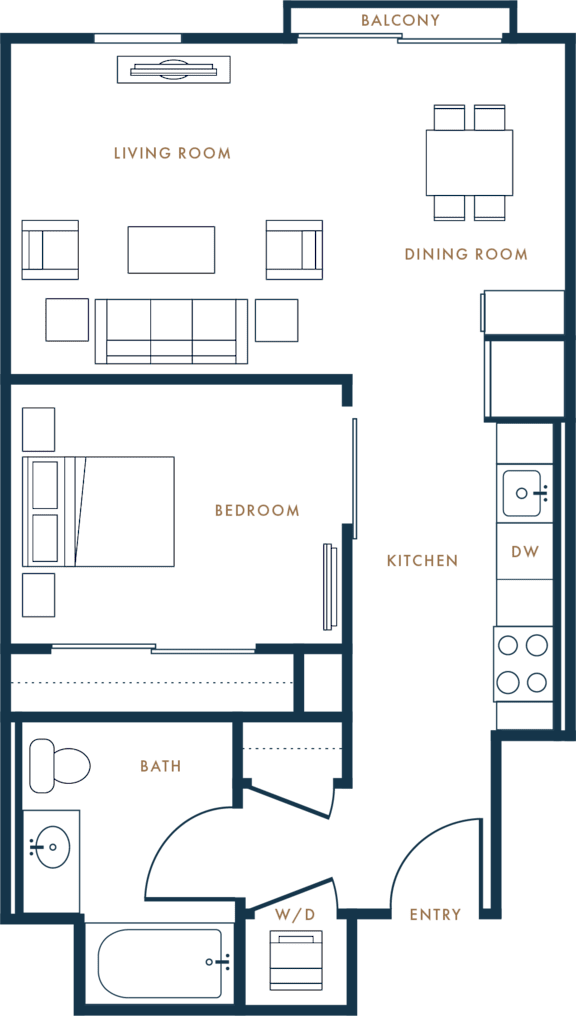A4 - 1 bed 1 bath - 622 sqft