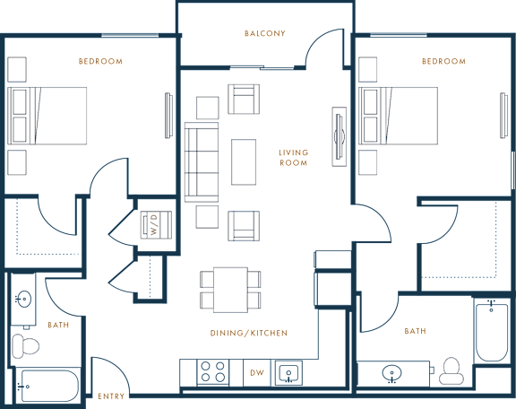 B5 - 2 bed 2 bath - 1108 sqft