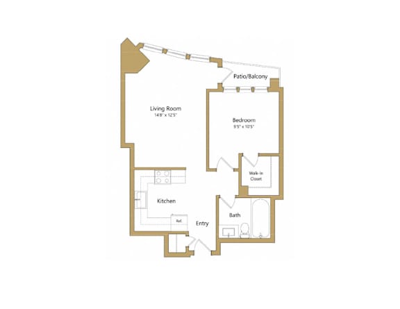 Golden Gate floor plan at Towers at Rincon, San Francisco, CA