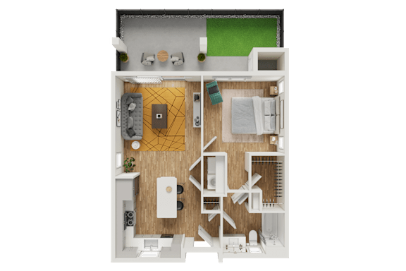Floor Plan  1 Bedroom Floor Plan at Estia Roseville, Roseville, CA