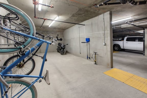 Bike storage room at Imperial Hardware Lofts, Riverside