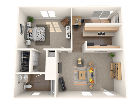 1 Bed 1 Bath Floorplan A at Nola 624, West Covina