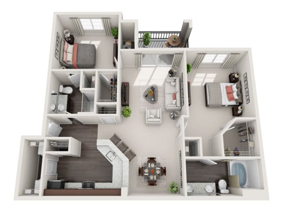 2 bed 2 bath floor plan at Miro at the Parc, Nevada
