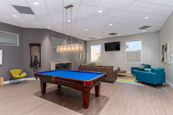 Wooden pool table at Nola 624, West Covina, CA 91790