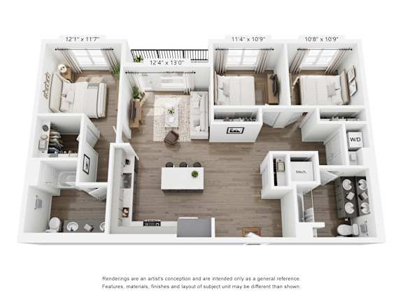 Floor Plan  C1 floor plan at Ocean Creek, Oceanside, California