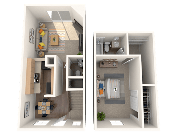 1 Bed 1.5 Bath Floorplan at Nola 624, West Covina California