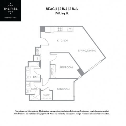 beach Floor Plan beach Floor Plan at The Rise, San Francisco