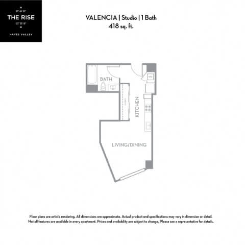 Valencia Floor Plan Valencia Floor Plan at The Rise, California, 94103