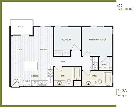 2 Bedroom Floor Plan at 422 South Lake, Los Angeles, CA