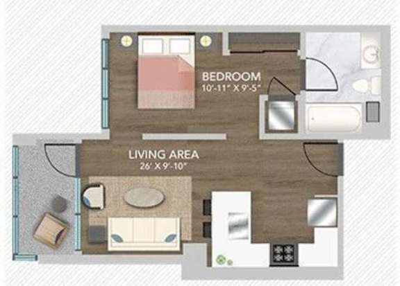 A Floor Plan at Chelsea Santa Monica, Santa Monica, CA
