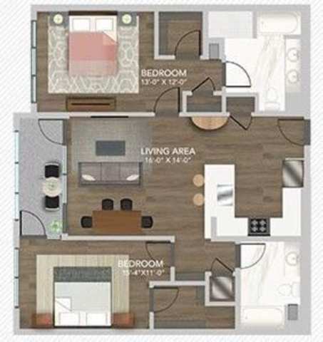 E Floor Plan at Chelsea Santa Monica, Santa Monica California