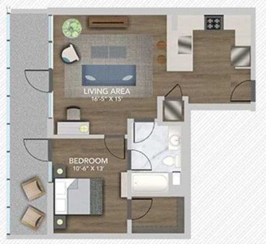 N Floor Plan at Chelsea Santa Monica, California