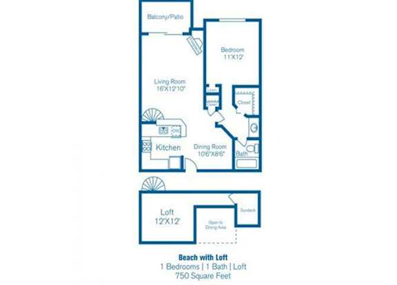 Beach With Loft Floor Plan Beach With Loft Floor Plan at Norwalk Metropointe, Norwalk, CA 90650