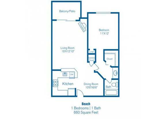 Beach Floor Plan Beach Floor Plan at Norwalk Metropointe, California, 90650