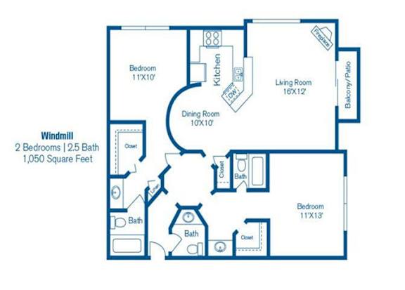 Windmill Floor Plan Windmill Floor Plan at Norwalk Metropointe, Norwalk, 90650