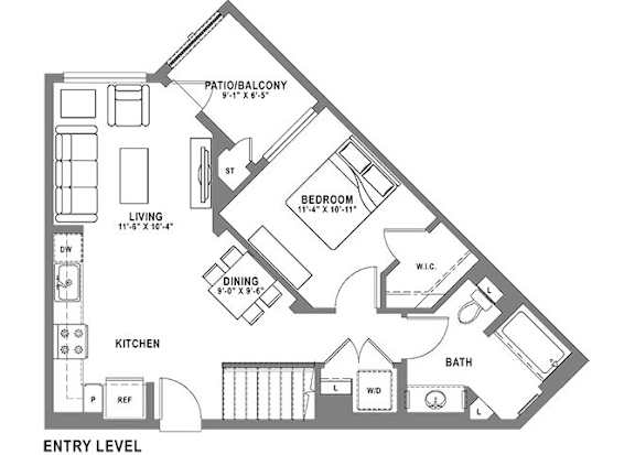 A1 Loft Floor Plan at Baker Block, Costa Mesa, California