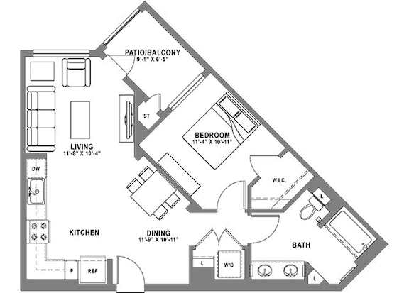 A1 Loft Floor Plan at Baker Block, Costa Mesa, CA, 92626