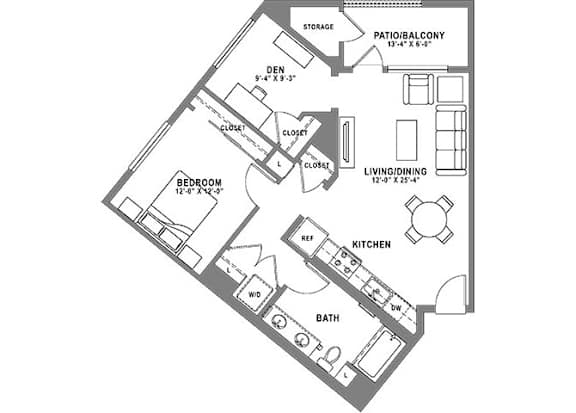 A4 Loft Floor Plan at Baker Block, Costa Mesa, CA, 92626