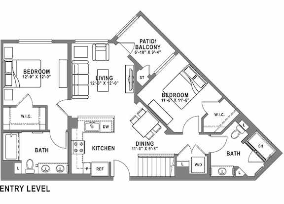 B1 Loft Floor Plan B1 Loft Floor Plan at Baker Block, Costa Mesa, CA