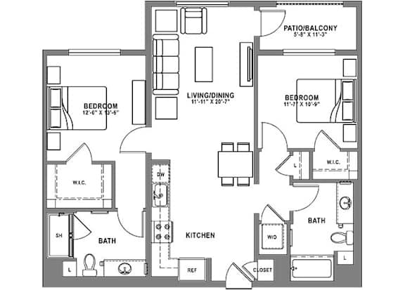 B2 Floor Plan B2 Floor Plan at Baker Block, Costa Mesa, CA