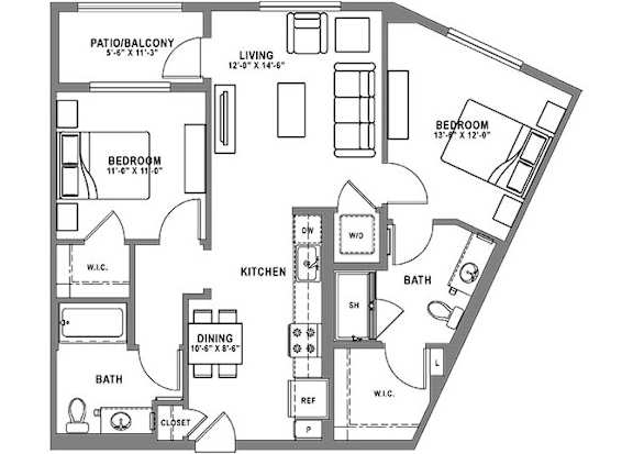 B4 Floor Plan at Baker Block, Costa Mesa