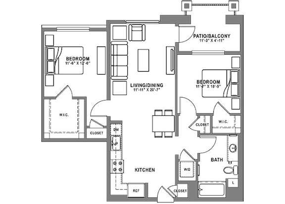 B6 Floor Plan at Baker Block, Costa Mesa, California