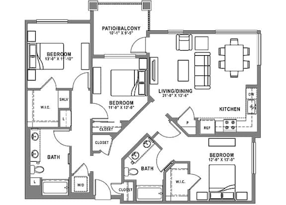 C1 Floor Plan C1 Floor Plan at Baker Block, Costa Mesa