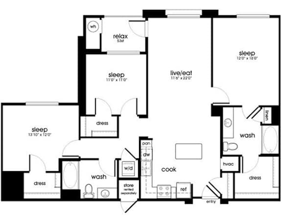 C1 Floor Plan at Rize Irvine, Irvine, 92614