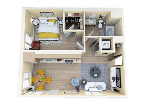 1 bed 1 bath B at Skyview Sunset Apartments, Los Angeles, CA, 90046