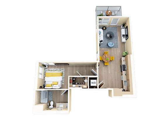1 bed 1 bath E at Skyview Sunset Apartments, Los Angeles, California