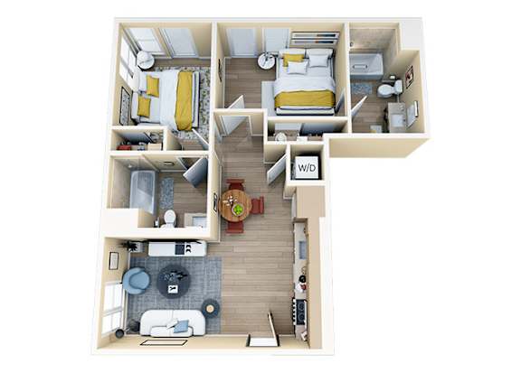 2 bed 2 bath at Skyview Sunset Apartments, California